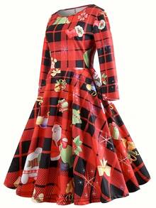 In Giáng sinh Kẻ sọc & In Bông tuyết Đầm - màu nâu - Xem 3