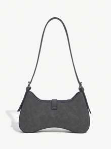 SHEIN X Lucía Bellido SHEIN ICON 女士水晶裝飾單肩包 - 灰色 - 查看 4