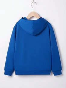 SHEIN Sudadera con gráfico de control de juegos para niño preadolescente - azul real - Ver 2