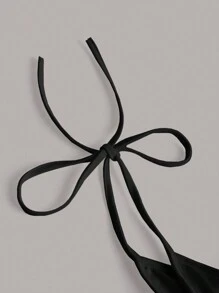 SHEIN ICON 素色腰部鏤空短褲 - 黑色 - 查看 6