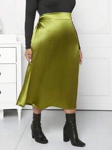 SHEIN CURVE+ 大碼高腰緞面半身裙