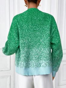 SHEIN Essnce Ombre Drop Shoulder Cardigan - Green - View 4