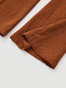 SHEIN MOD 拉鏈門襟前喇叭褲 - 杏色 - 查看 4