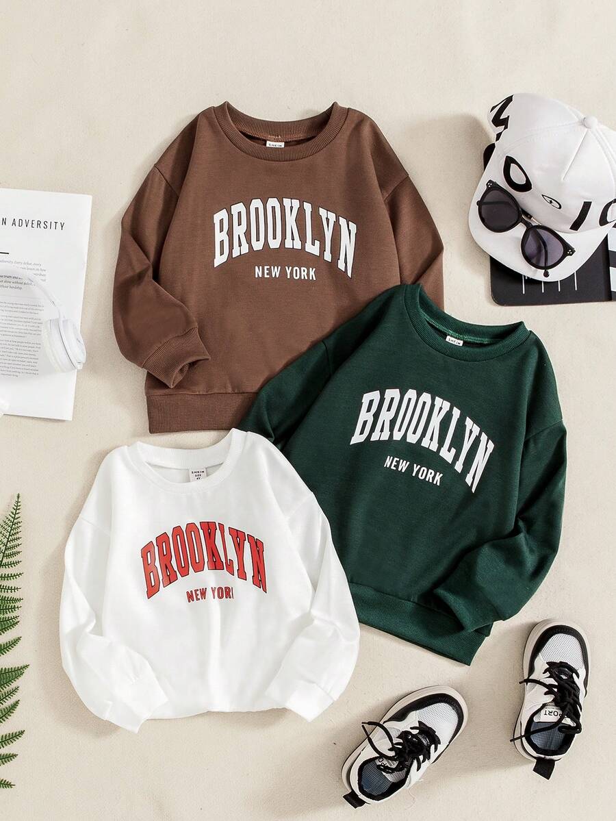 SHEIN 年輕女孩3件套字母圖案保暖衣衫 - 彩色 - 查看 1