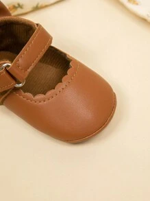 Cute Party Style Mary Jane Flat Shoes With Bowknot Strap For Infants And Toddlers - Brown - View 7