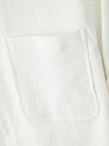 Manfinity Homme Men Roll Tab Sleeve Patched Pocket Shirt Without Tee - White - View 3