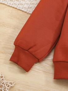 Young Girl Letter & Cartoon Graphic Pullover & Flare Leg Pants - Multicolor - View 3