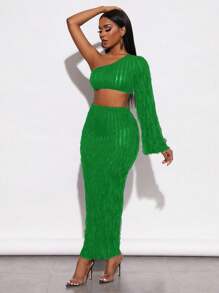 Zolique 單肩短款上衣&鉛筆裙