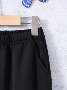 SHEIN 女大童1入組蝴蝶圖案拉鏈連帽衫和1入組衛褲 - 黑色 - 查看 3