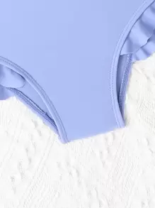 Baby Girls Long Sleeve Tankini Swimsuit, Showcasing Sweetness | Summer Vacation Style, Girls Ruffled 2 Pieces Swimwear Set With Headband For Adorable Look - Multicolor - View 5