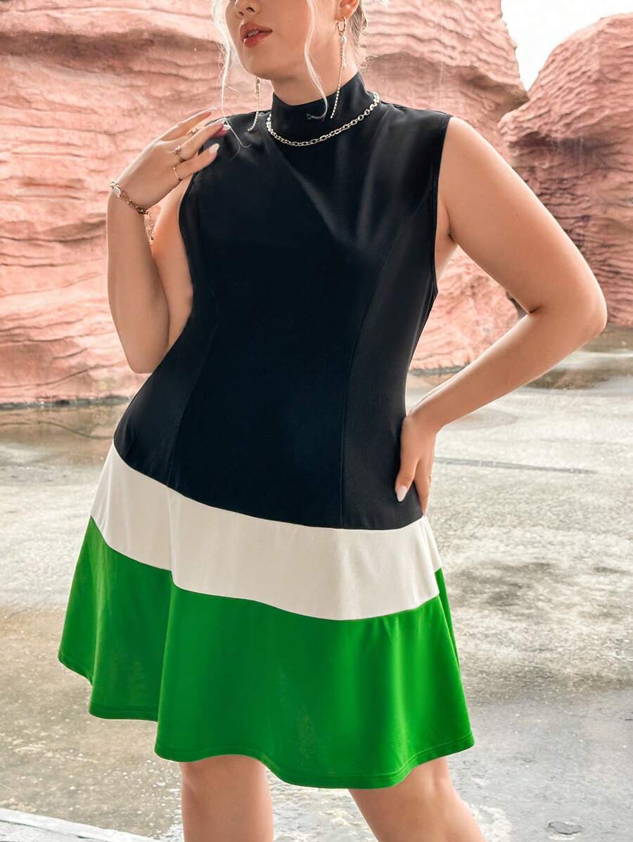 SHEIN Privé Hơn Khối màu Cổ giả Đầm - Nhiều màu - Xem 1