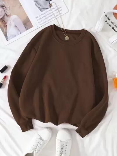 INAWLY 纯色保暖内衬运动衫、长袖上衣