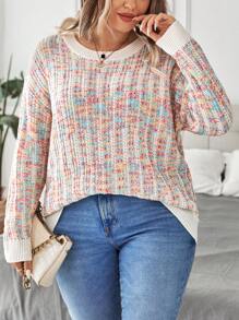 Calvaya Plus 空间染色落肩毛衣，适合冬季