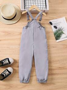 SHEIN 年輕女孩純色整體連身褲 - 灰色 - 查看 2