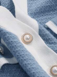 DAZY Autumn/Winter Casual Business Color Block Trim Cardigan,Long Sleeve Tops