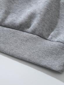 SHEIN Unity 字母刺繡加絨內裏運動衫 - 灰色 - 查看 5