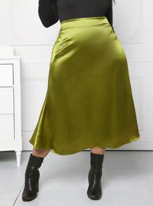 SHEIN CURVE+ 大碼高腰緞面半身裙