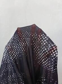 Allurite Digital Print Mock Neck Mesh Bodycon Dress Without Lingerie Set - Black and White - View 7