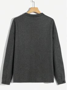 Manfinity Homme Abrigo Suelto Para Hombre Con Cremallera Y Caída De Hombros - Gris - Ver 2