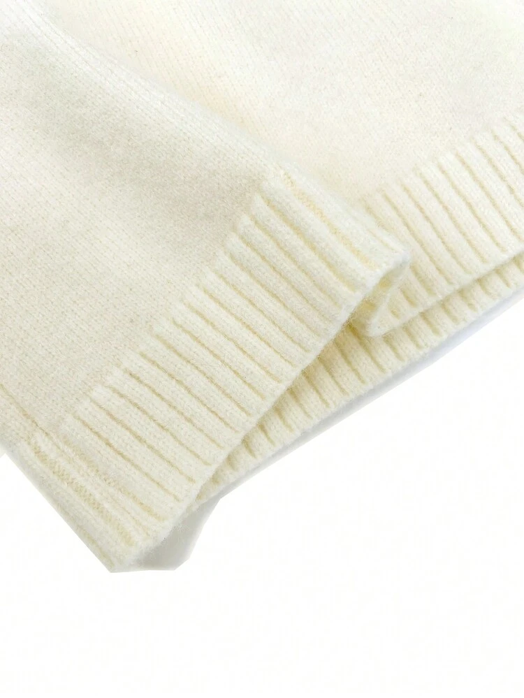 Two Tone Raglan Sleeve Half Zip Cable Knit Sweater