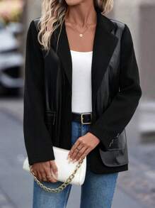 EMERY ROSE Của phụ nữ Da giả Vá lại Túi có nắp Áo vest - màu đen - Xem 3