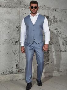 Manfinity Mode 男士大码條紋印花馬甲無襯衫