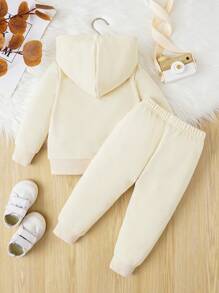 Baby Girl Solid Tank Top & Zip Up Hoodie & Sweatpants
