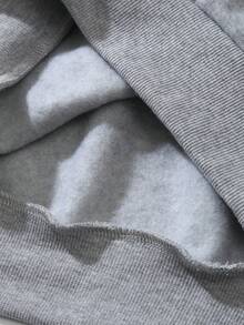 SHEIN Unity 字母刺繡加絨內裏運動衫 - 灰色 - 查看 10