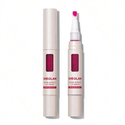SHEGLAM Glow Addict Lip Balm-Hard Candy Moisterizing Lip Care High Shine Finish Pink Lip Gloss With Brush Lip Care Brand Beauty Makeup Face Paint Cosmetic For Women Girls Perfect For Spring Summer Ideal For Y2K Fancy Fashion Suitable For Birthday Mother'S Day Gift Rave Party Ready Best Color