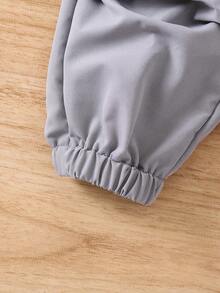 SHEIN 年輕女孩純色整體連身褲 - 灰色 - 查看 5