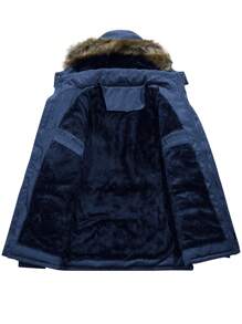 Manfinity Homme Áo khoác nam có nắp có viền mờ có mũ trùm đầu - Màu xanh hải quân - Xem 6