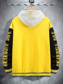 Manfinity LEGND 男士寬鬆字母圖案運動夾克,帶有條紋修飾和散肩設計,無帽款 - 彩色 - 查看 2