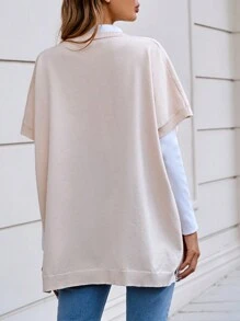 EMERY ROSE 蝙蝠袖前紐扣開襟衫不帶T恤 - 杏色 - 查看 2