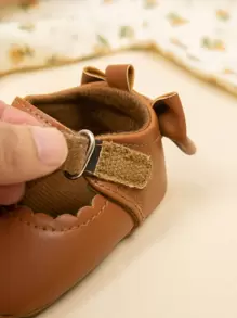Cute Party Style Mary Jane Flat Shoes With Bowknot Strap For Infants And Toddlers - Brown - View 8