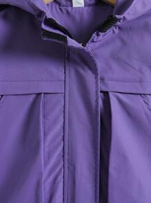 Tween Boy Solid Zip Up Hooded Coat - Purple - View 5