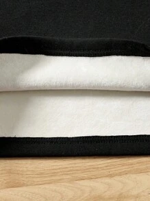 Young Boy Letter Patched Mock Neck Thermal Tee - Black - View 6