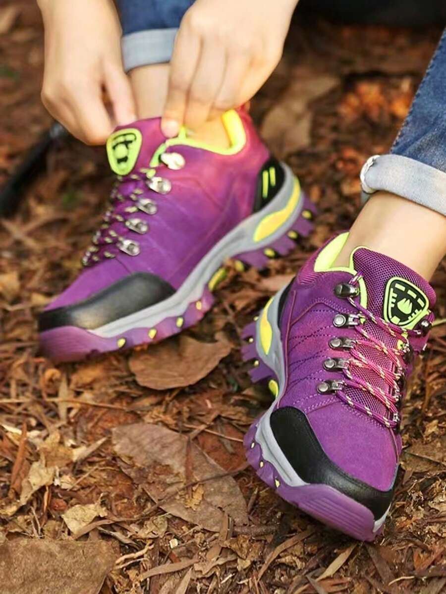 女性時尚戶外休閒登山鞋合適的適用於四季 - 紫色 - 查看 1