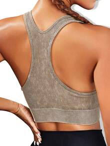 SHEIN Daily&Casual Seamless High Stretch Sports Tank Top - Bronze - View 2