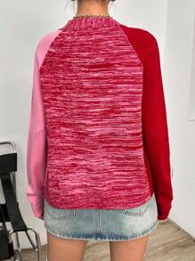SHEIN Essnce 雙色插肩袖前紐扣開襟衫 - 彩色 - 查看 2
