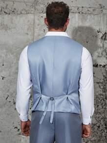 Manfinity Mode 男士大码條紋印花馬甲無襯衫