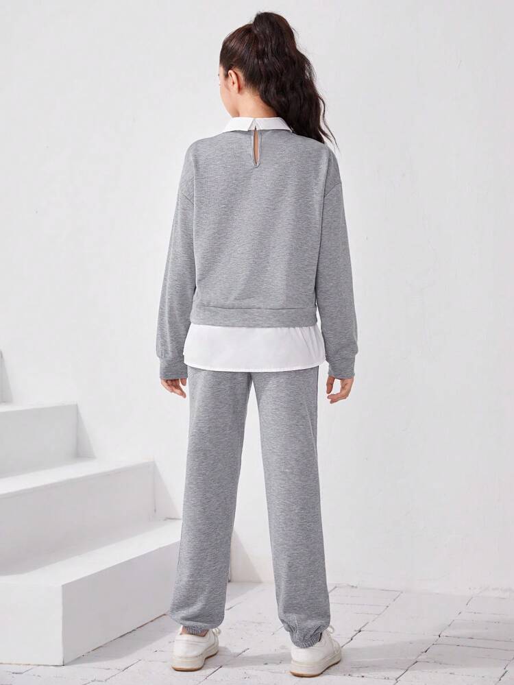 Teen Girl Letter Graphic 2 In 1 Pullover & Sweatpants