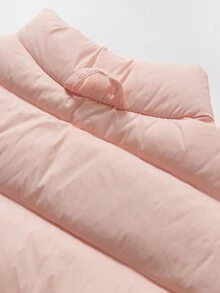 Young Girl Patched Detail Slant Pockets Down Coat