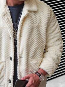 Manfinity Homme Nam Áo Teddy Jackets - Màu be - Xem 6