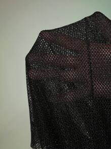 SHEIN ICON Talla grande Vestido halter con diseño de diamante de imitación de malla sin set de lencería - Negro - Ver 5