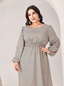 Mulvari Plus Allover Print Lantern Sleeve Dress - Multicolor - View 3