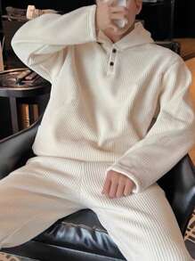 Claim Dot 男士寬鬆連帽下垂肩運動衫和長褲套裝