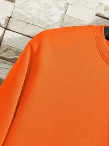 男士素色圓領運動衫無項鏈 - 橘色 - 查看 3