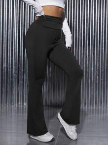 SHEIN PETITE Pantalones acampanados unicolor