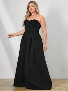 GAUTII Plus Solid Wide Leg Pants - Black - View 4