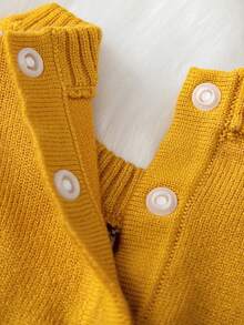 女嬰花卉圖案針織連身背心 - 黃色 - 查看 3